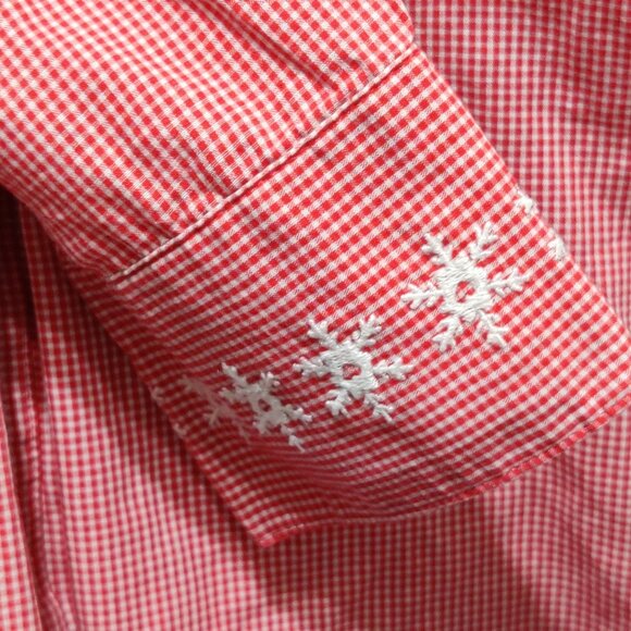 Karen Scott 2X Womens Shirt Plus Size Red Gingham Christmas Embroidered Vintage - Picture 7 of 12